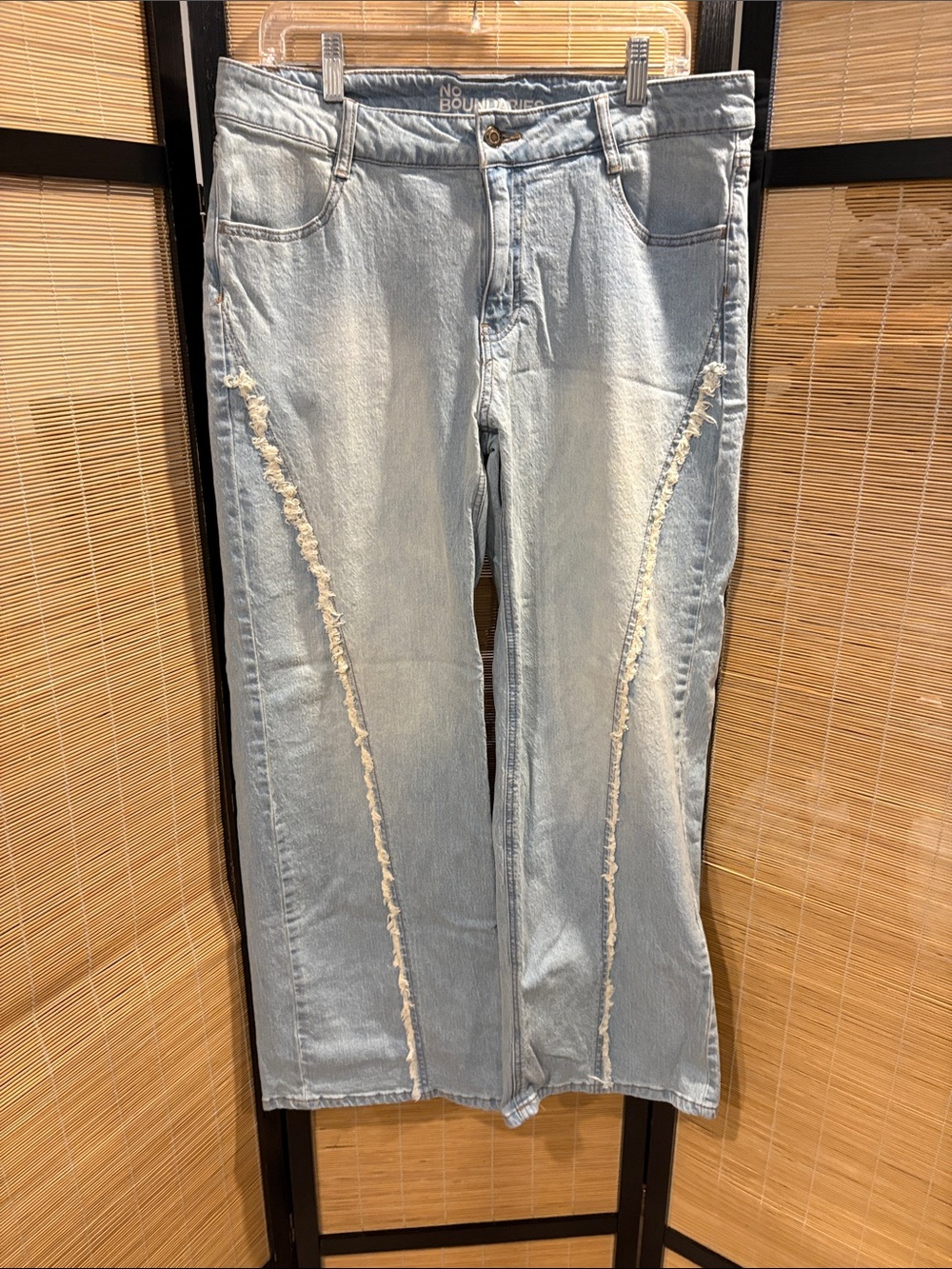 No Boundaries Light Blue Flare Jeans with Raw Front Seams
